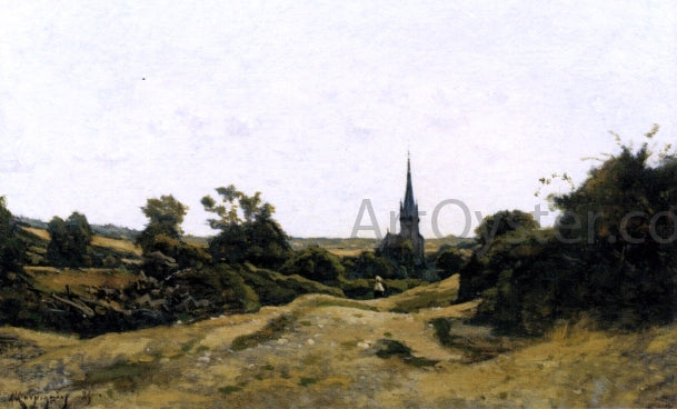 Henri Harpignies Eglise de St Priva, Yonne - Canvas Print