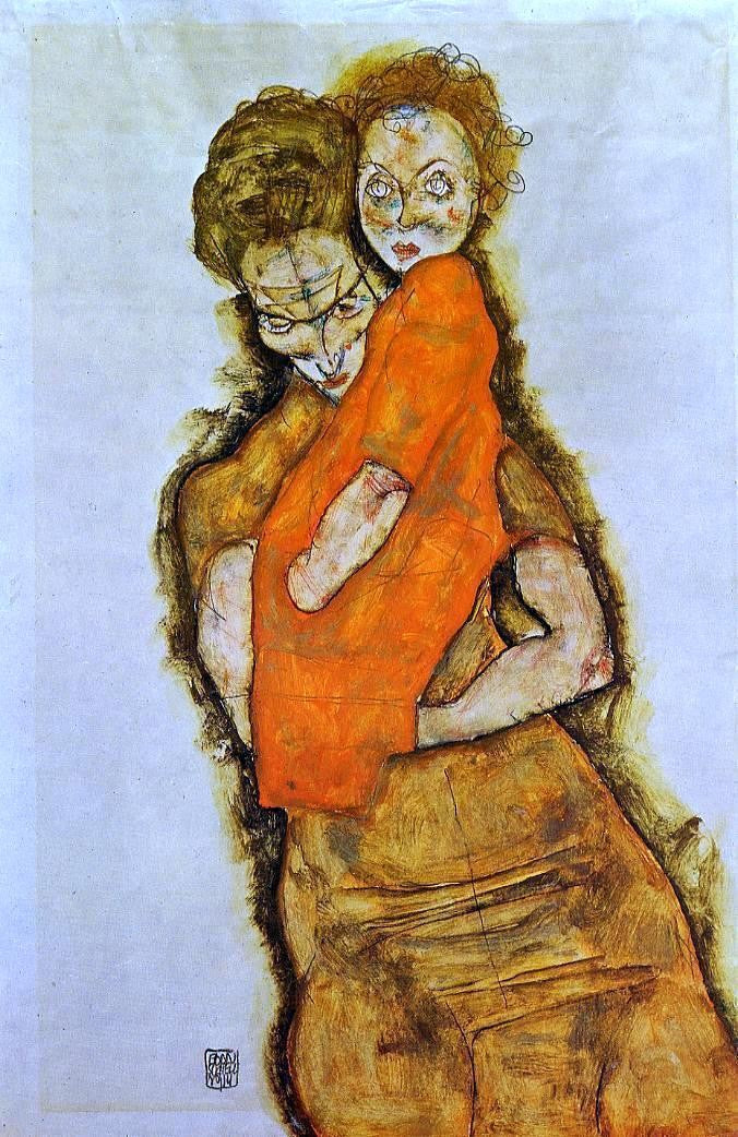 Egon Schiele Mother and Child - Canvas Print