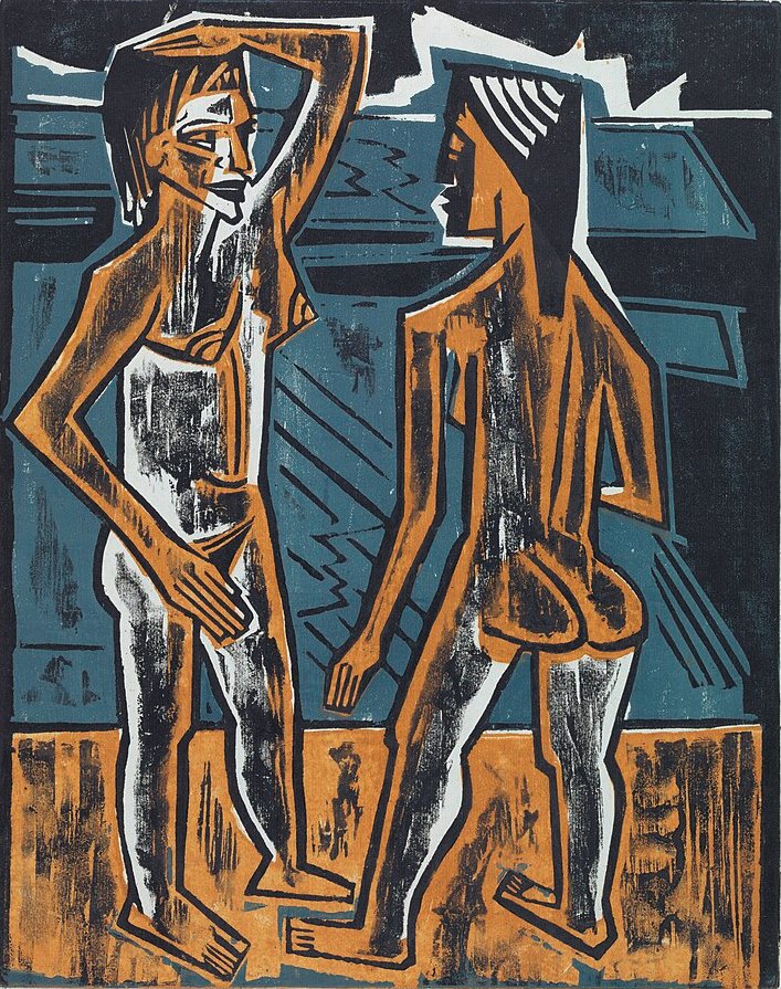 Max Pechstein Two Standing Figures - Canvas Print