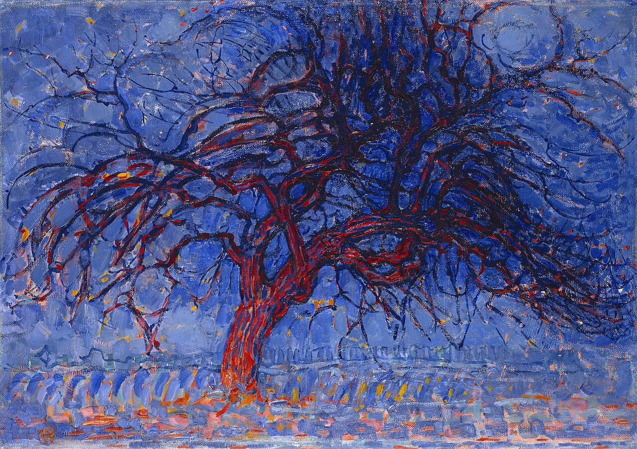 Piet Mondrian Evening; Red Tree - Canvas Print