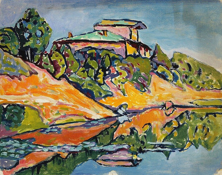 Wassily Kandinsky Akhtyrka, Nearby Dacha at the Pond's Edge - Canvas Print