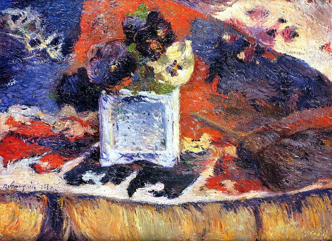 Paul Gauguin Flowers and Carpet (also known as Pansies) - Canvas Print