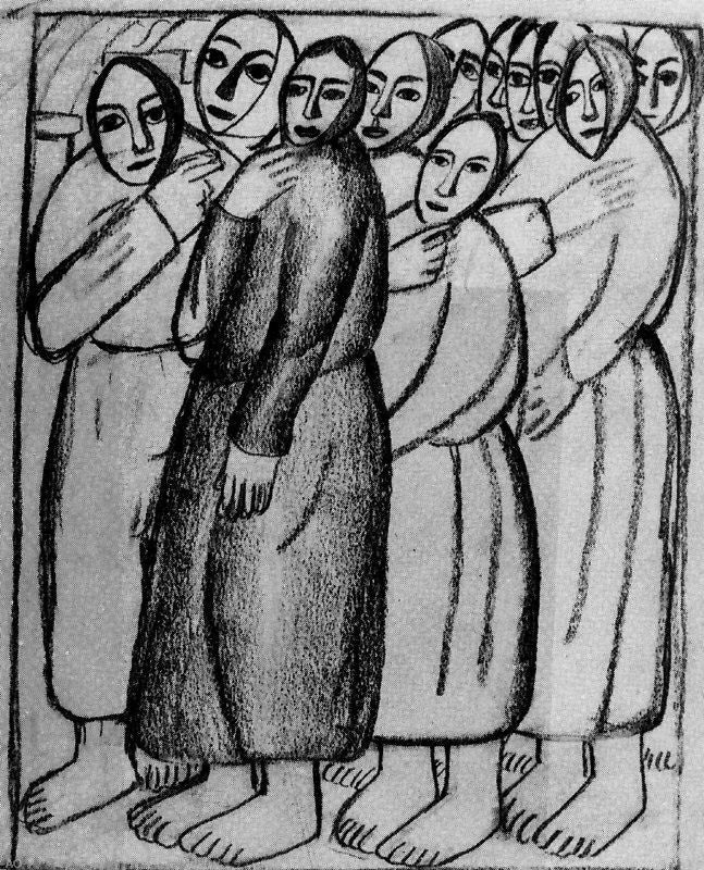 Kazimir Malevich Peasant Women in a Church - Canvas Print