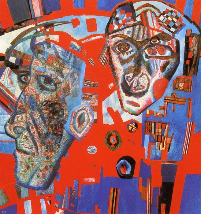 Pavel Filonov Two Heads - Canvas Print