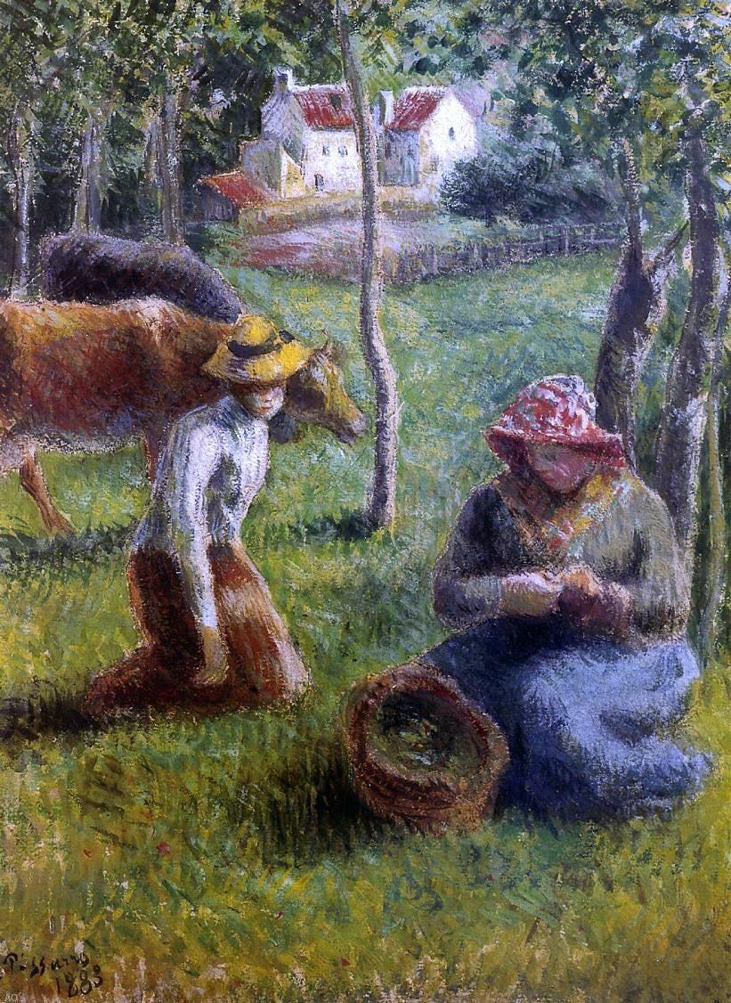 Camille Pissarro Cowherd - Canvas Print