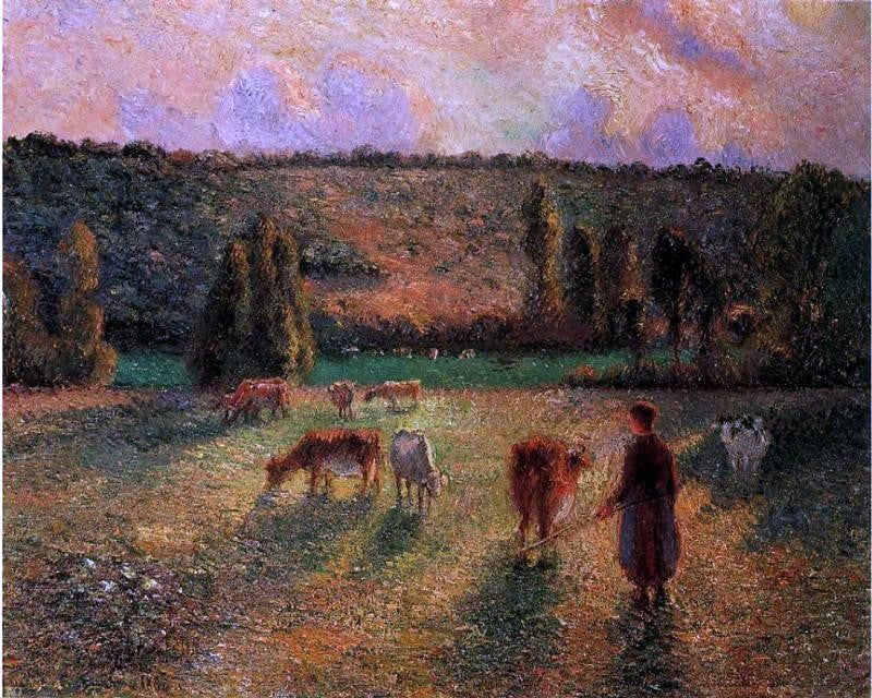 Camille Pissarro Cowherd at Eragny - Canvas Print