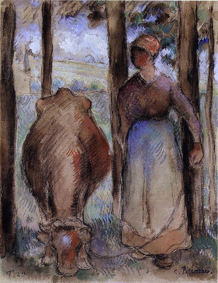 Camille Pissarro The Cowherd (also known as Young Peasant) - Canvas Print