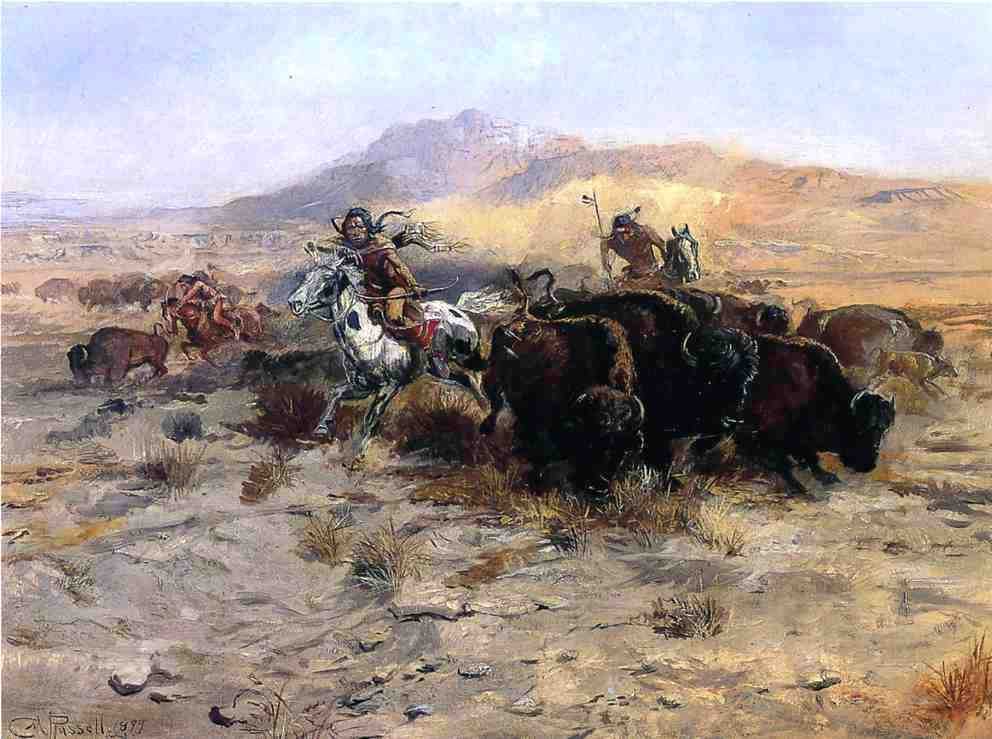 Charles Marion Russell Buffalo Hunt - Canvas Print