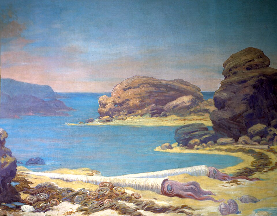 Charles R. Knight Beached cephalopod from Ordovician - Canvas Print