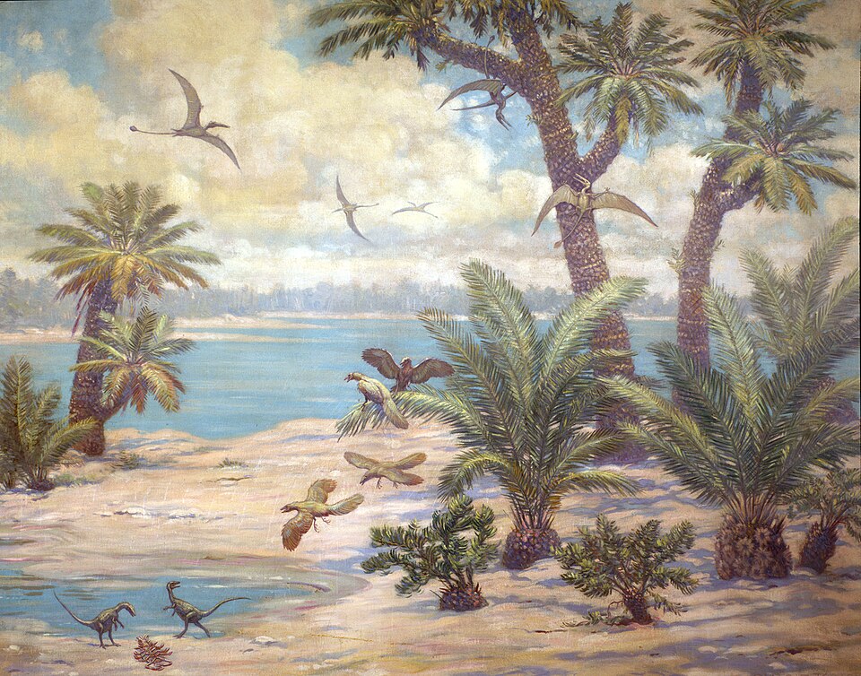 Charles R. Knight Archaeopteryx, Compsognathus, and Rhamphorhynchus - Canvas Print