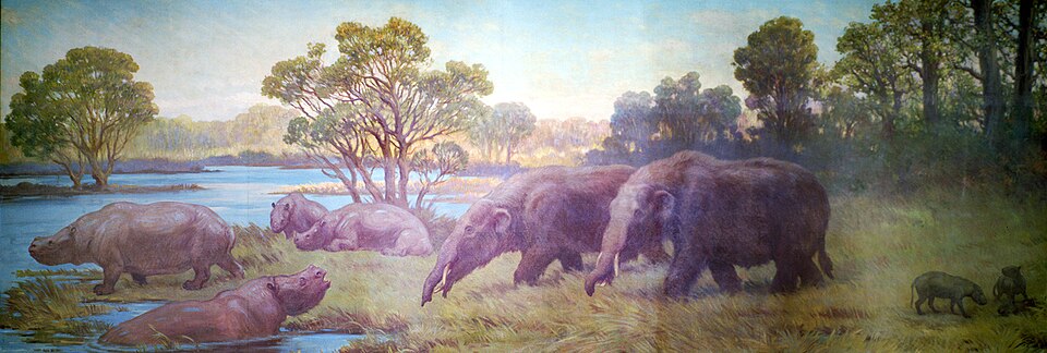 Charles R. Knight Rhinoceros, Mastodonts, and Oreodonts from Pliocene - Canvas Print
