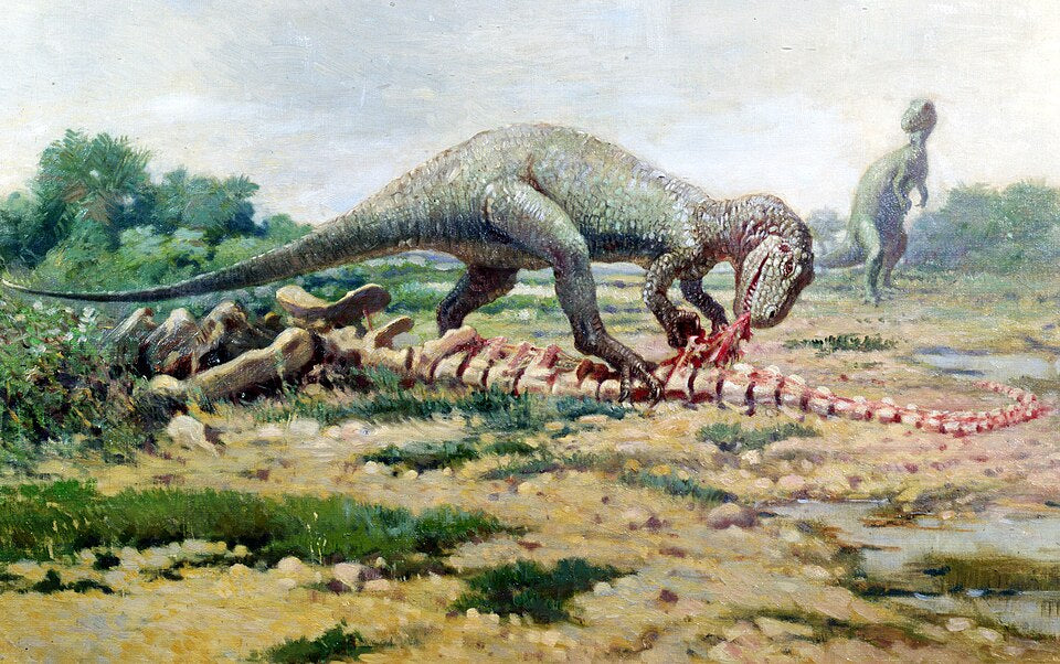 Charles R. Knight Feeding Allosaurus - Canvas Print