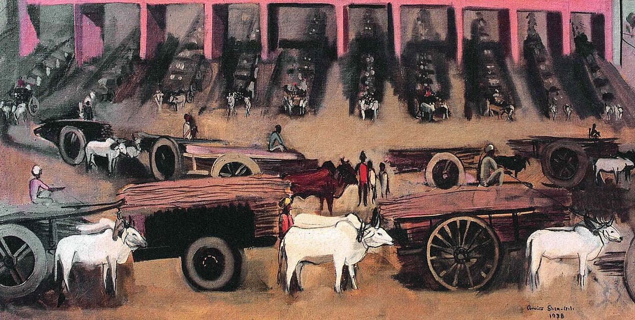 Amrita Sher-Gil Three Bullock Carts - Canvas Print