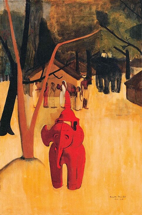 Amrita Sher-Gil Red Clay Elephant - Canvas Print