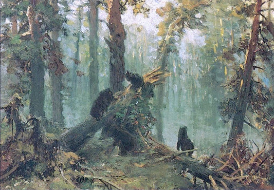 Ivan Ivanovich Shishkin Morning in Piny Wood (study) - Canvas Print