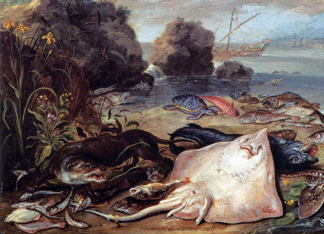 Jan Van I Kessel The Day's Catch (detail) - Canvas Print