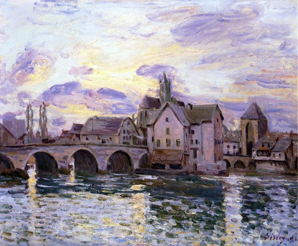 Alfred Sisley The Bridge at Moret at Sunset - Canvas Print