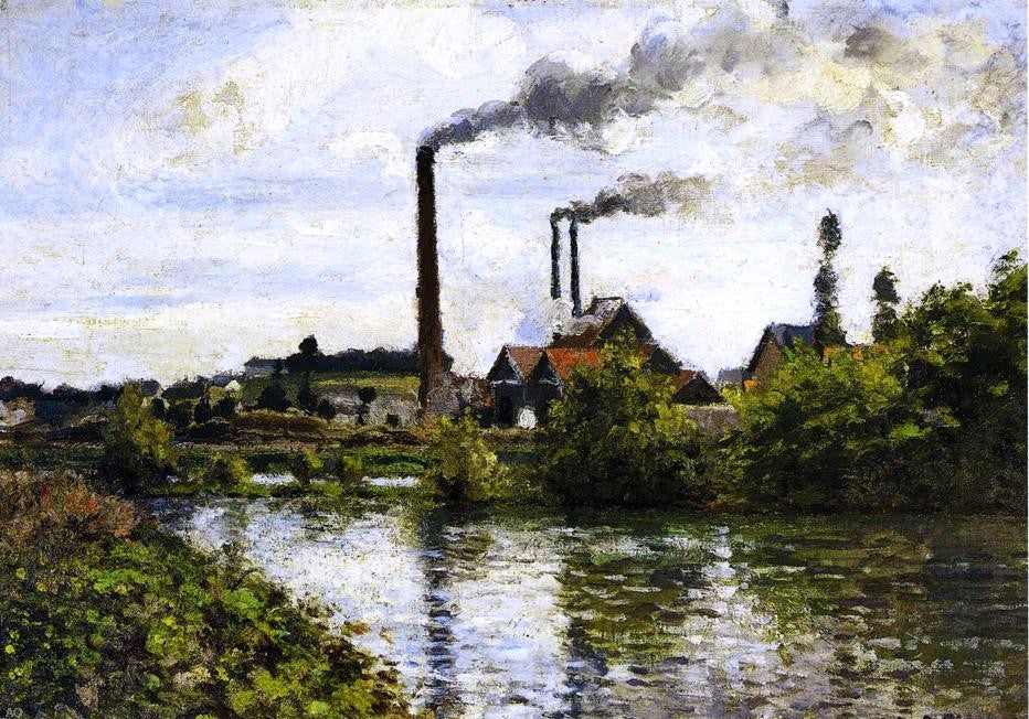 Camille Pissarro The Factory at Pontoise - Canvas Print