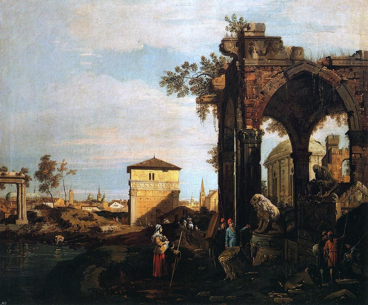 Canaletto A Landscape with Ruins - Canvas Print