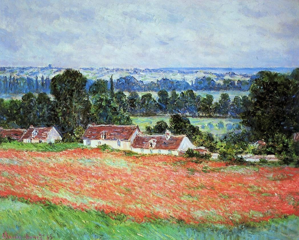 Claude Oscar Monet Poppy Field at Giverny - Canvas Print