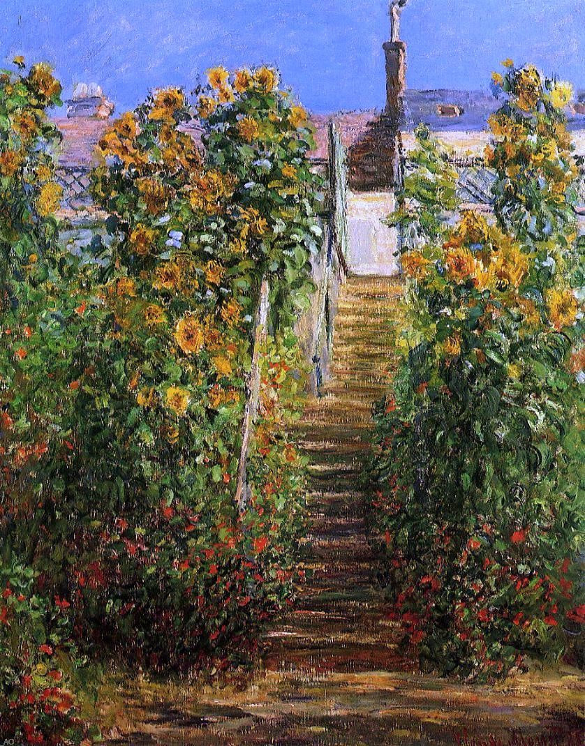 Claude Oscar Monet The Steps at Vetheuil - Canvas Print