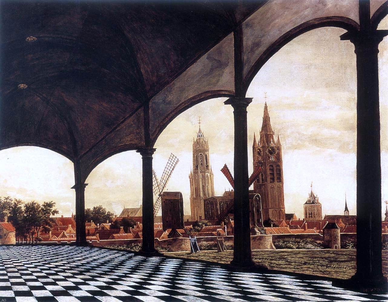 Daniel Vosmaer A View of Delft through an Imaginary Loggia - Canvas Print