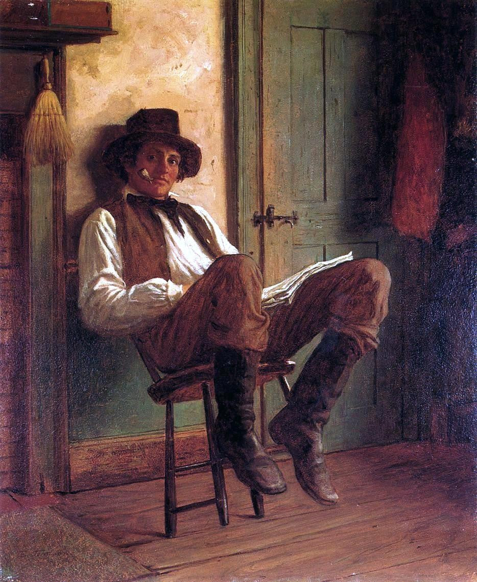 Eastman Johnson Sunday Morning (also known as The Evening Paper) - Canvas Print