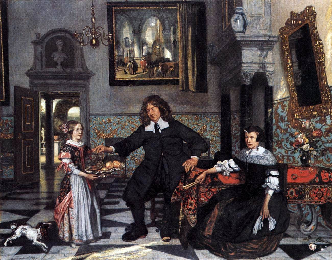 Emanuel De Witte Portrait of a Family in an Interior - Canvas Print