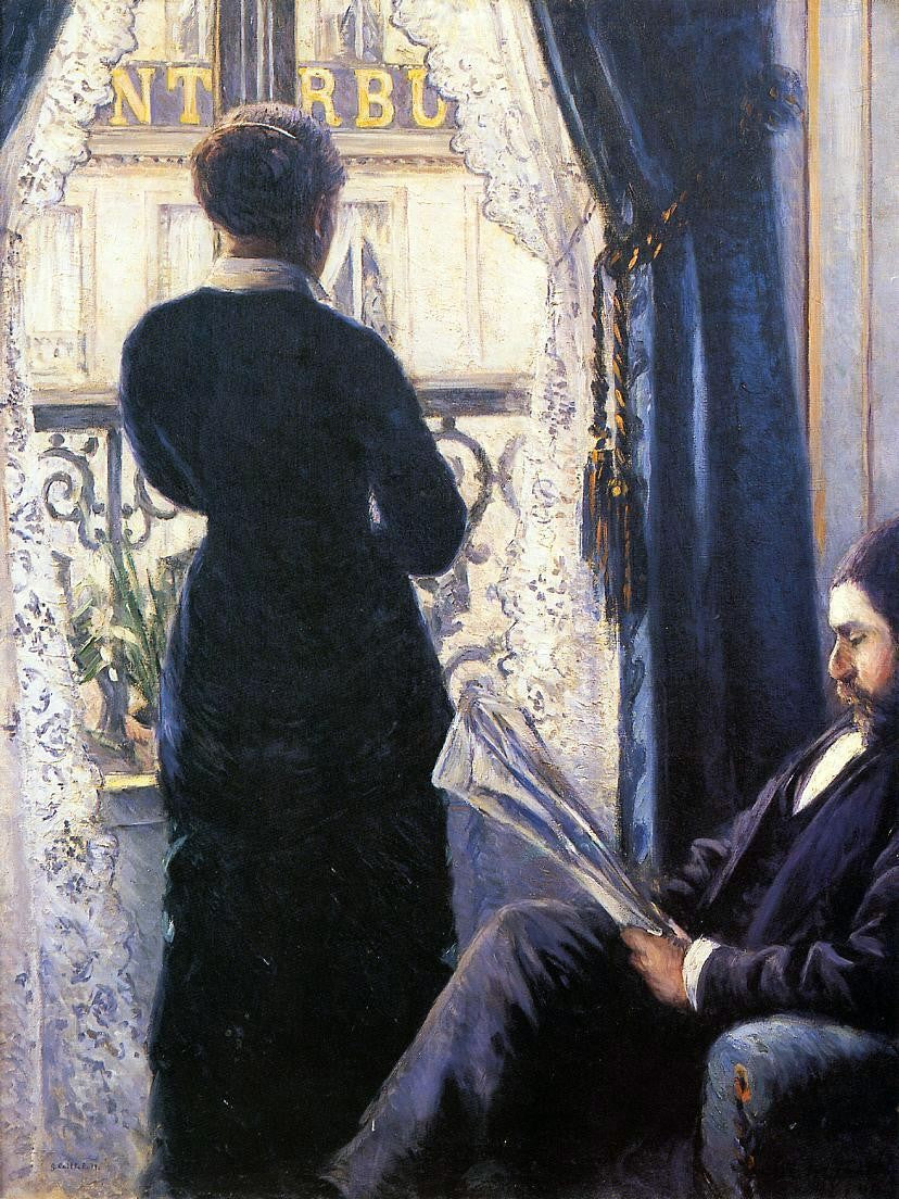 Gustave Caillebotte Interior (also known as View across the Balcony) - Canvas Print