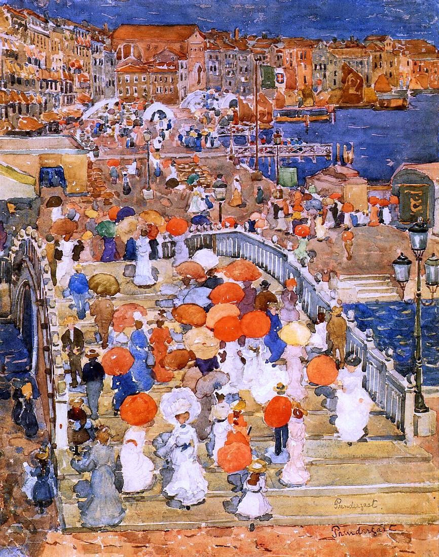 Maurice Prendergast Ponte della Paglia (also known as Marble Bridge) - Canvas Print