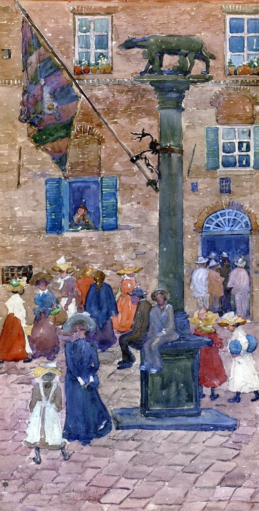 Maurice Prendergast Sienna - Column of the Wolf - Canvas Print