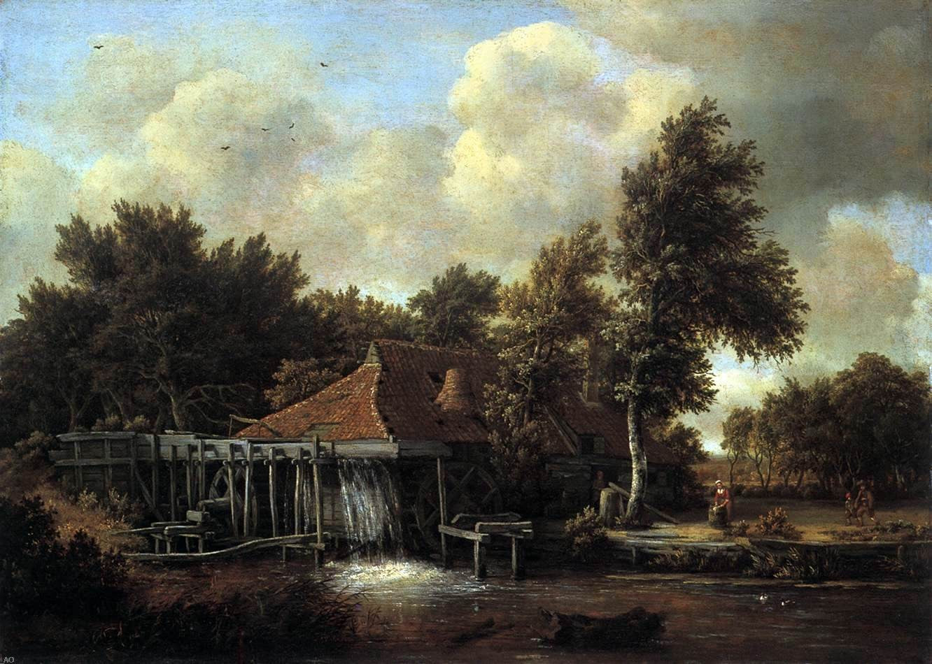 Meyndert Hobbema A Watermill - Canvas Print