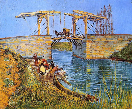 Vincent Van Gogh The Langlois Bridge at Arles with Women Washing (also known as Bridge at Arles (Women Washing)) - Canvas Print