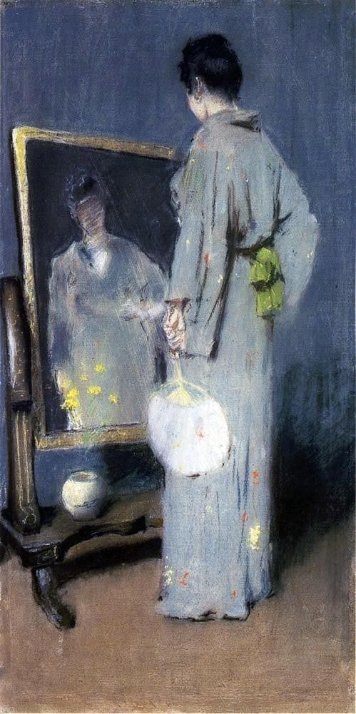 William Merritt Chase Making Her Toilet (also known as At Her Toilet) - Canvas Print