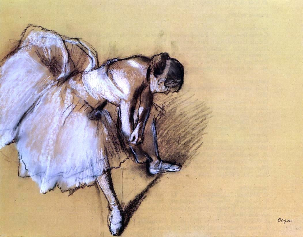 Edgar Degas Dancer Adjusting Her Slipper - Canvas Print