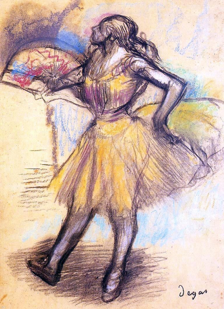 Edgar Degas Dancer with a Fan (study) - Canvas Print