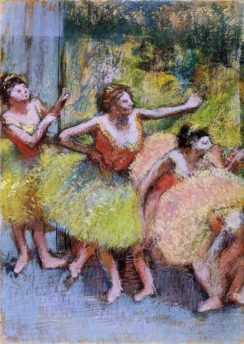 Edgar Degas Dancers in Green and Yellow - Canvas Print