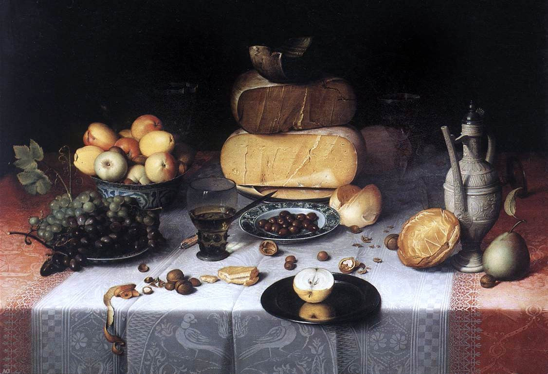 Floris Claesz Van Dijck Laid Table with Cheeses and Fruit - Canvas Print