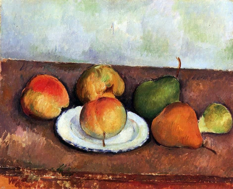 Paul Cezanne Still Life - Plate and Fruit - Canvas Print