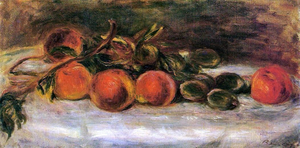 Pierre Auguste Renoir Still Life with Peaches and Chestnuts - Canvas Print