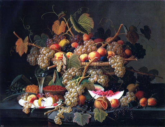Severin Roesen Still Life with Fruit - Canvas Print