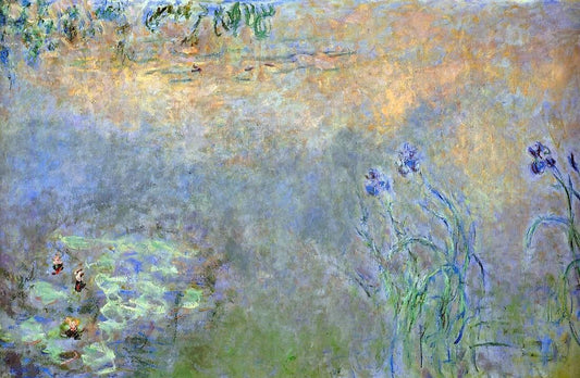 Claude Oscar Monet Water-Lily Pond with Irises - Canvas Print