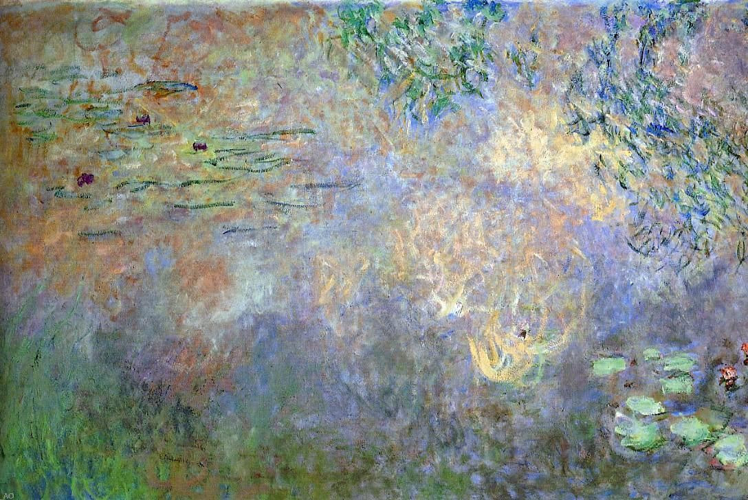 Claude Oscar Monet Water-Lily Pond with Irises (left half) - Canvas Print