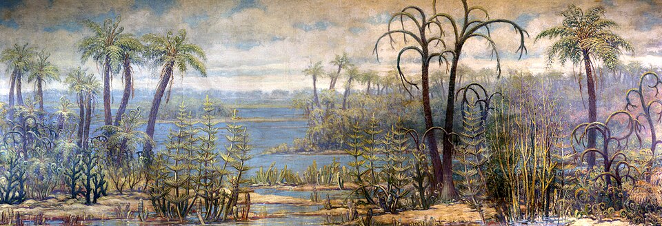 Charles R. Knight Early Land Plants from Devonian - Canvas Print