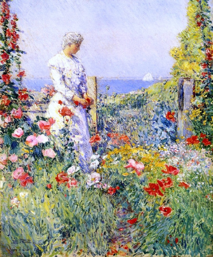 Frederick Childe Hassam In the Garden (also known as Celia Thaxter in Her Garden) - Canvas Print