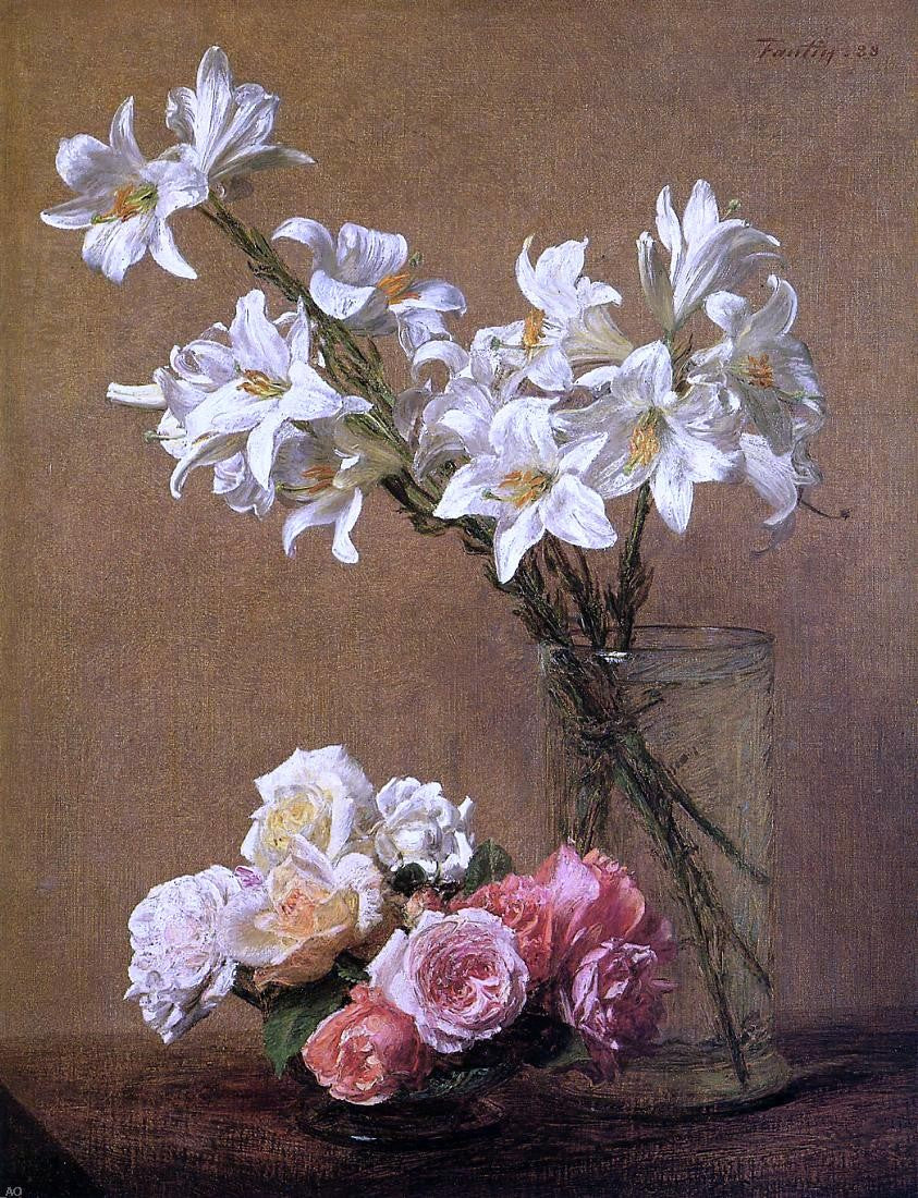 Henri Fantin-Latour Roses and Lilies - Canvas Print