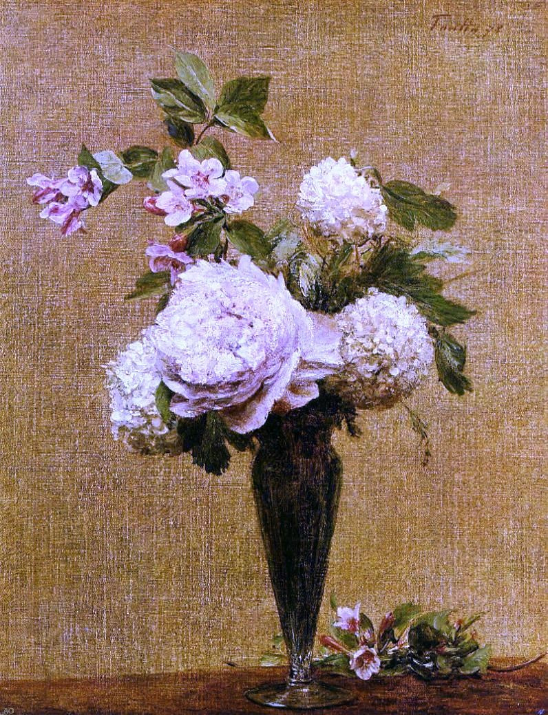 Henri Fantin-Latour Vase of Peonies and Snowballs - Canvas Print