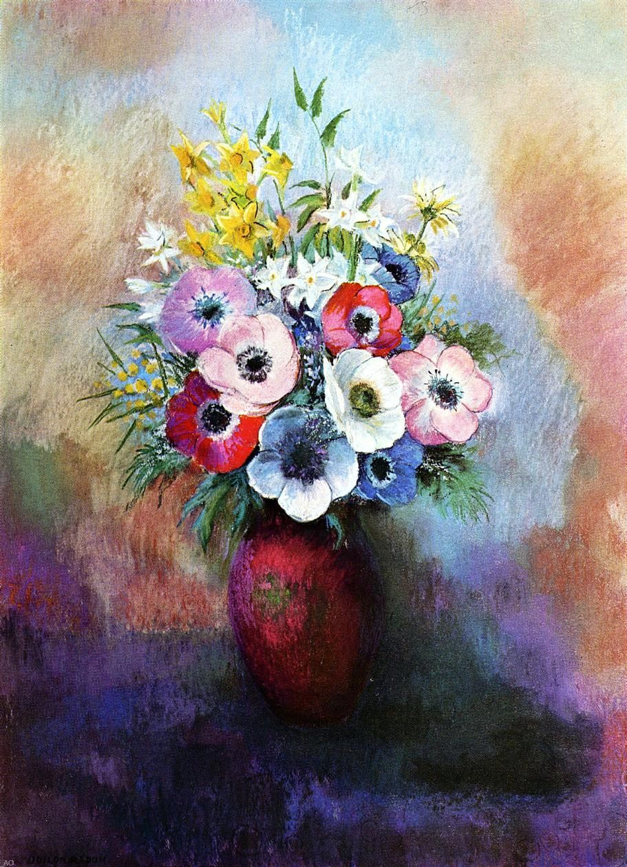 Odilon Redon Anemones - Canvas Print