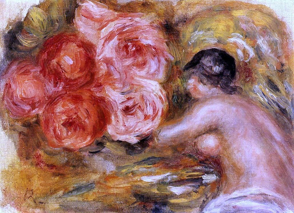 Pierre Auguste Renoir Roses and Study of Gabrielle - Canvas Print