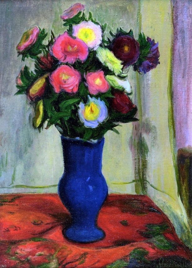Wladyslaw Slewinski Vase of Flowers with Three Apples - Canvas Print